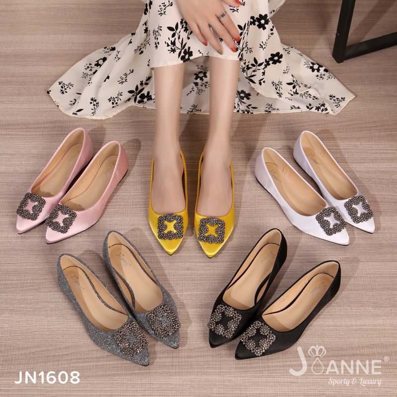 [ORIGINAL] JOANNE Ballerina Crystal Flat Shoes Sepatu Wanita #JN1608