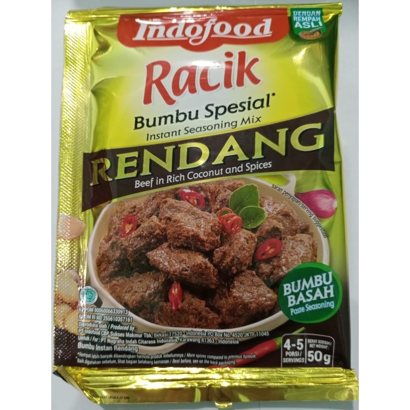 

Indofood bumbu racik,opor ayam,rendang,soto ayam,gulai 45-50 gr