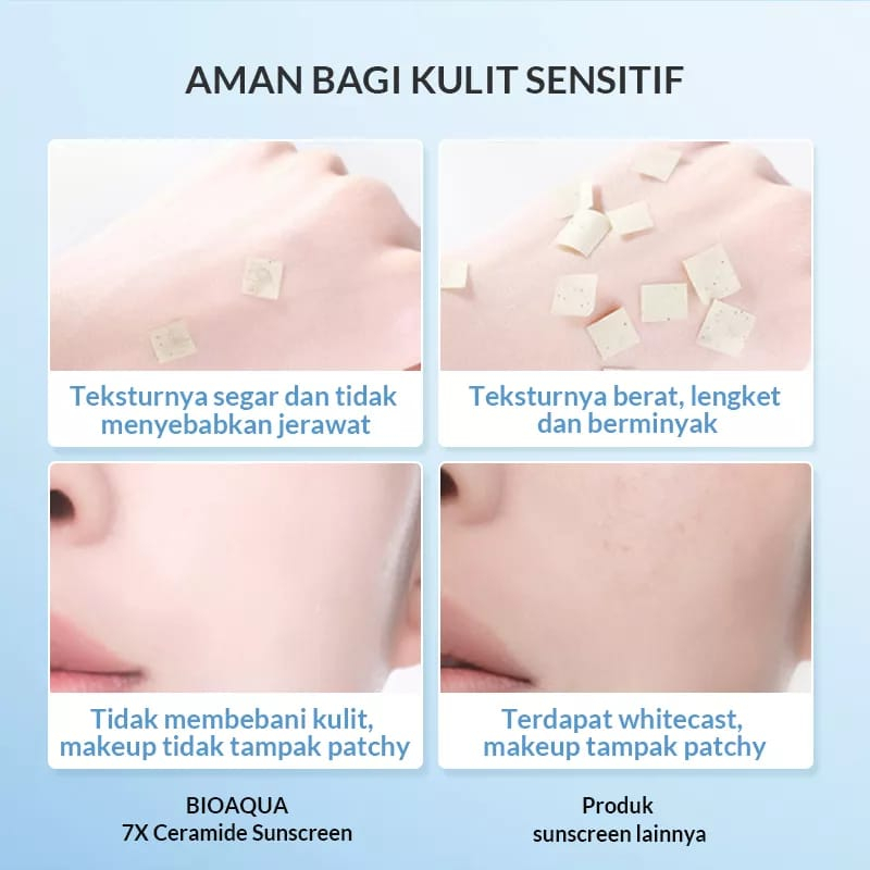 BIOAQUA 7X Ceramide Sunblcok Wajah Sunscreen SPF 50 PA++++ 40ml Skincare Sunblock Untuk Skin Barrier Sun Block Badan