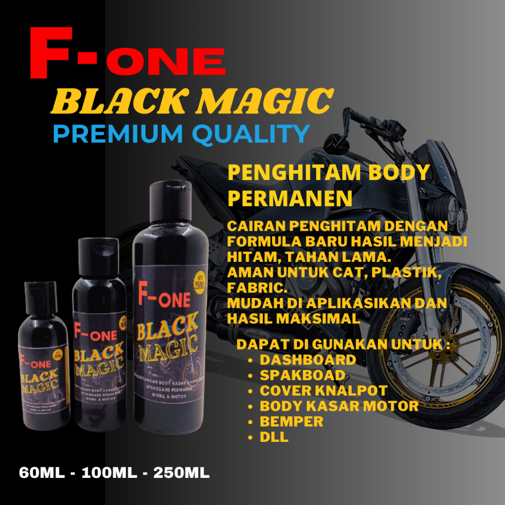 Penghitam body motor permanen / back to black / penghitam plastik mobil / Black Magic