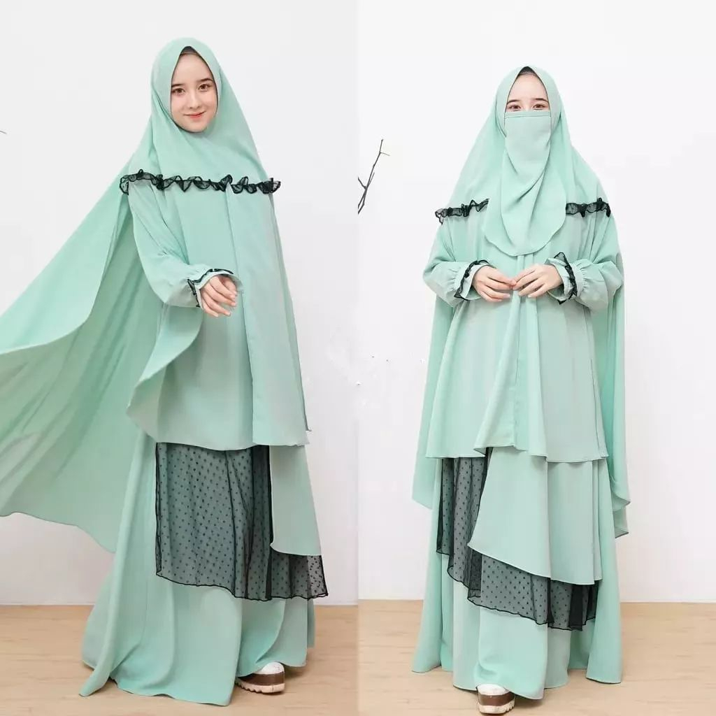 Gamis Syari Asdf Al Syifa Syari+Krudung+Cadar Terbaru Fashion Muslim Wanita Syari Cringkle