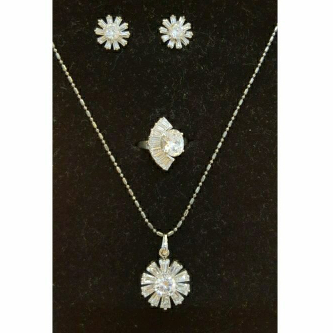 1set Perhiasan Mewah Berlian imitasi lapis emas 18 Karat