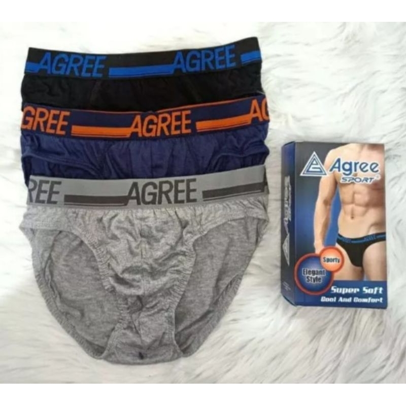 AGREE SPORT 2325 | Celana Dalam Pria Karet Luar | CD Cowok perkotak isi 3pcs | Pakaian Dalam