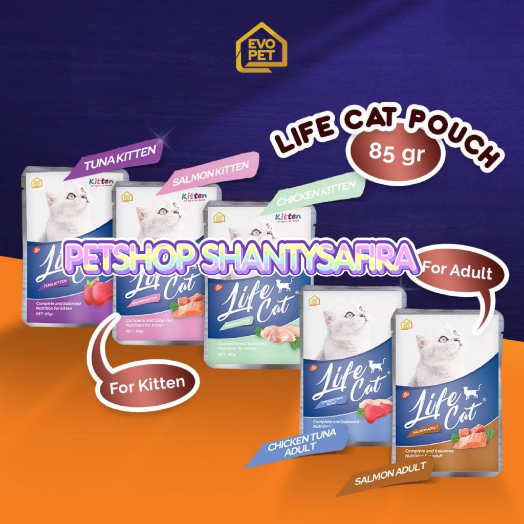 BEST SELLER MAKANAN KUCING LIFE CAT ADULT POUCH 85 GR LIFECAT ADULT DUS ( ISI 24 PCS )