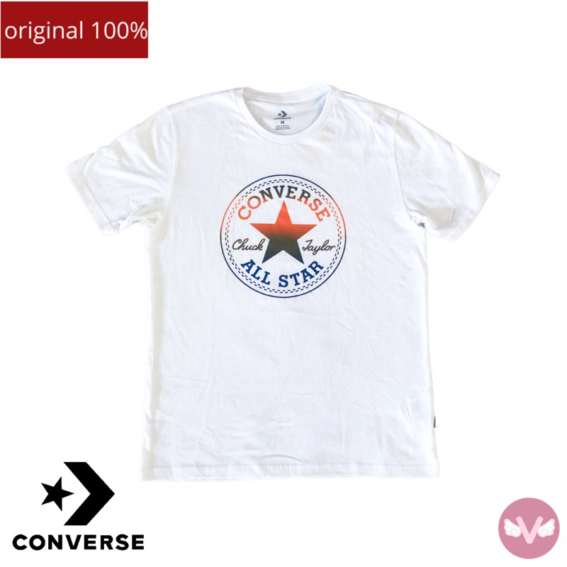Converse Men Tee Kaos Pria White Tshirt Converse Original 100% Kaos Converse Pria Baju Converse Puti