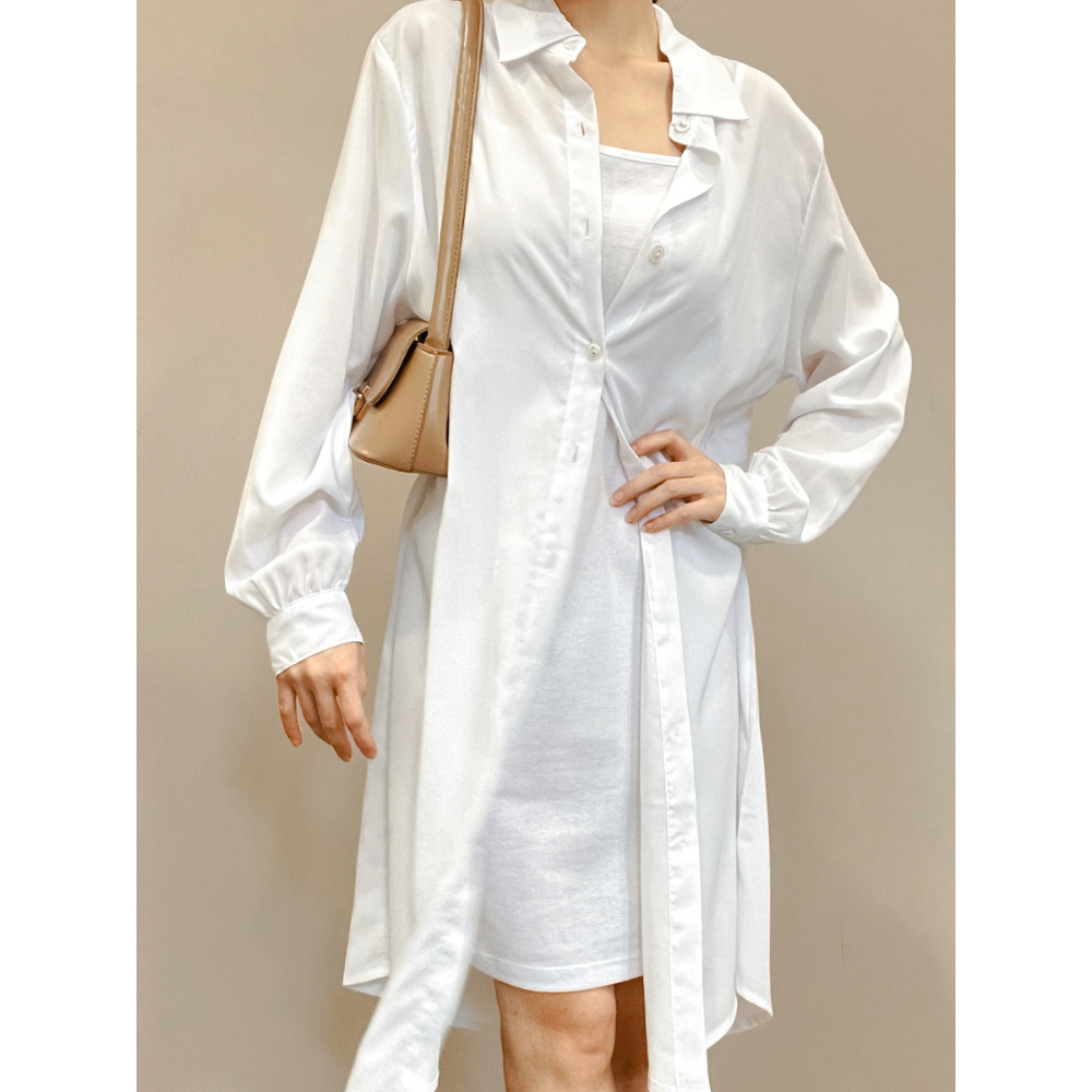 Kadaka D-0183 Kemeja Panjang Putih Cantik Wanita Free Inner