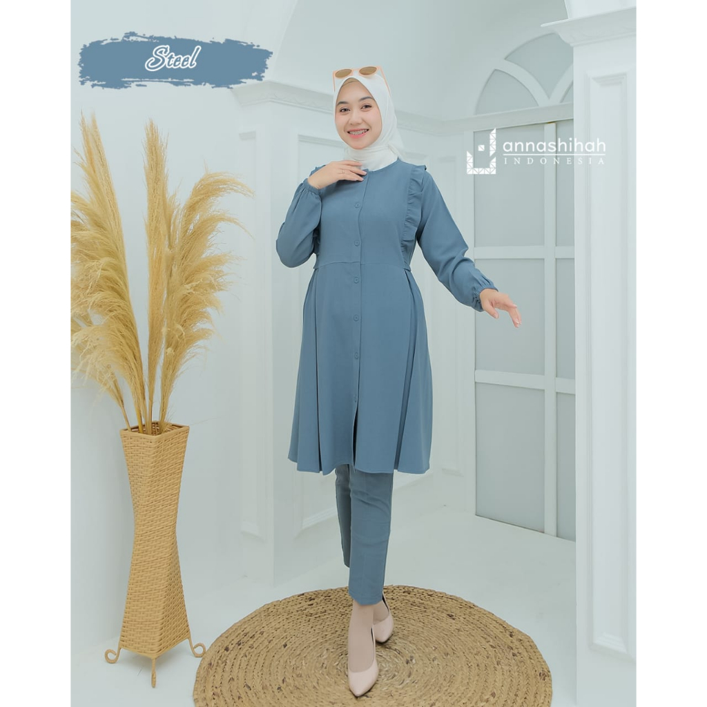 ANDINE ANNASIHAH DAN NAZLA BY AKU KARISSA NEW ONE SET STELAN CELANA  itycrepe adem baju muslim wanita syari casual pastel hijab fashion