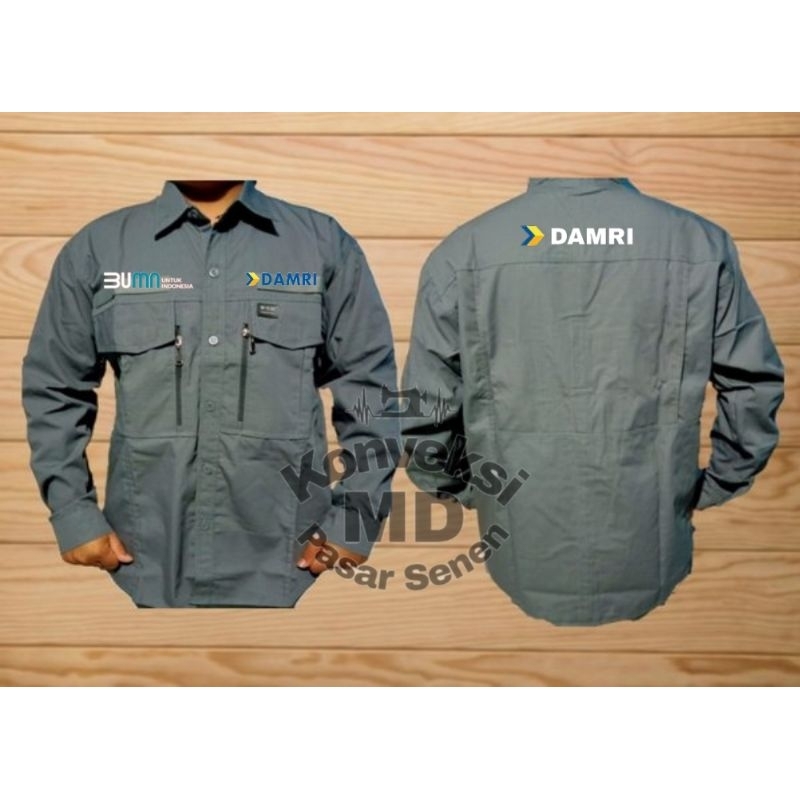 kemeja taktikal DAMRI lengan panjang full bordir/seragam taktikal DAMRI lengan panjang full bordir/k