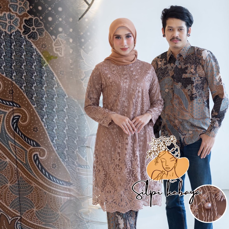 Setelan Kebaya Tunik Batik Couple Modern Terbaru Outfit Pasangan Kondangan Wisuda By Laquse_kebaya2