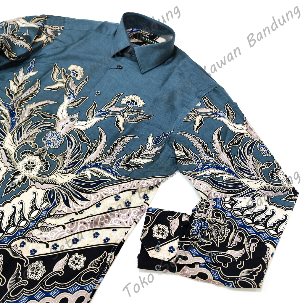 Kemeja ALISAN Batik SLIM Fit Lengan Panjang ( Seri 10700 ) - HIJAU SAGE &amp; HIJAU BOTOL