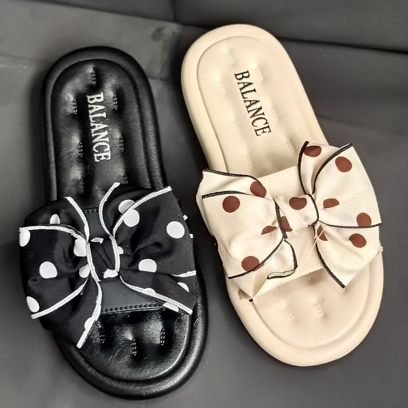 Sandal Selop Wanita Import Sandal Jelly Wanita Sandal Wanita Motif Pita Polkadot BALANCE Kekinian Terbaru Sendal Cewek Slip On