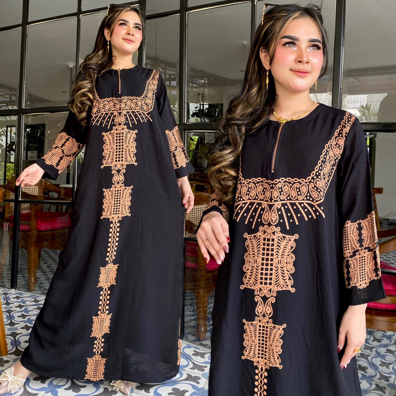 Gamis istanbul arabia resleting depan lengan panjang busui murah