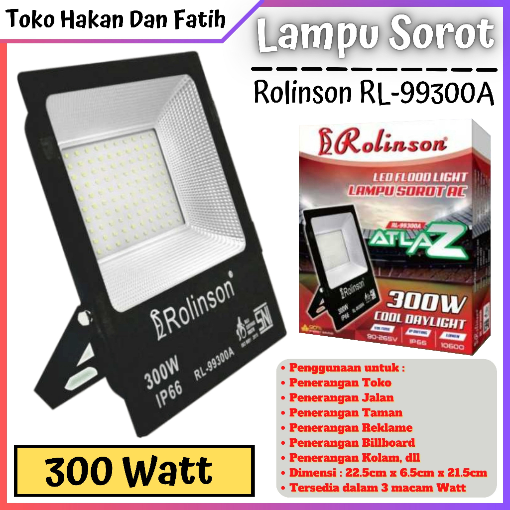 Lampu Sorot AC 300 Watt Listrik Tembak IP66 Rolinson RL-99300A ATLAZ | Lampu Sorot AC Listrik Tembak