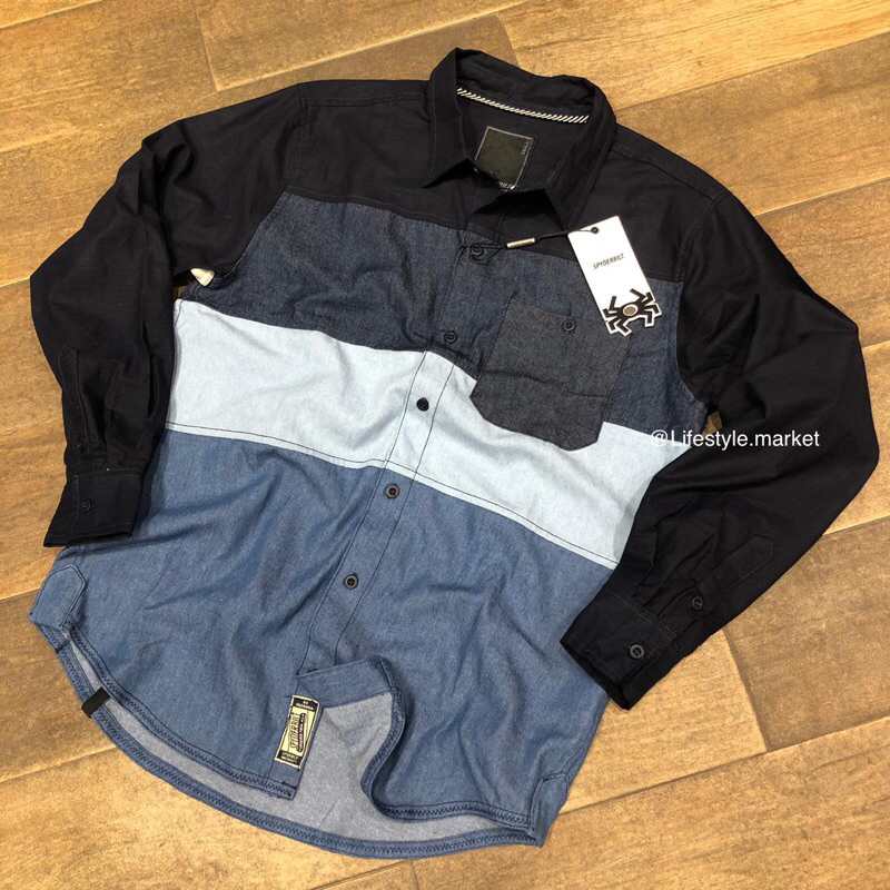 Kemeja Spyderbilt Lengan Panjang Original New Arrival Braymon Men Shirt Long Navy