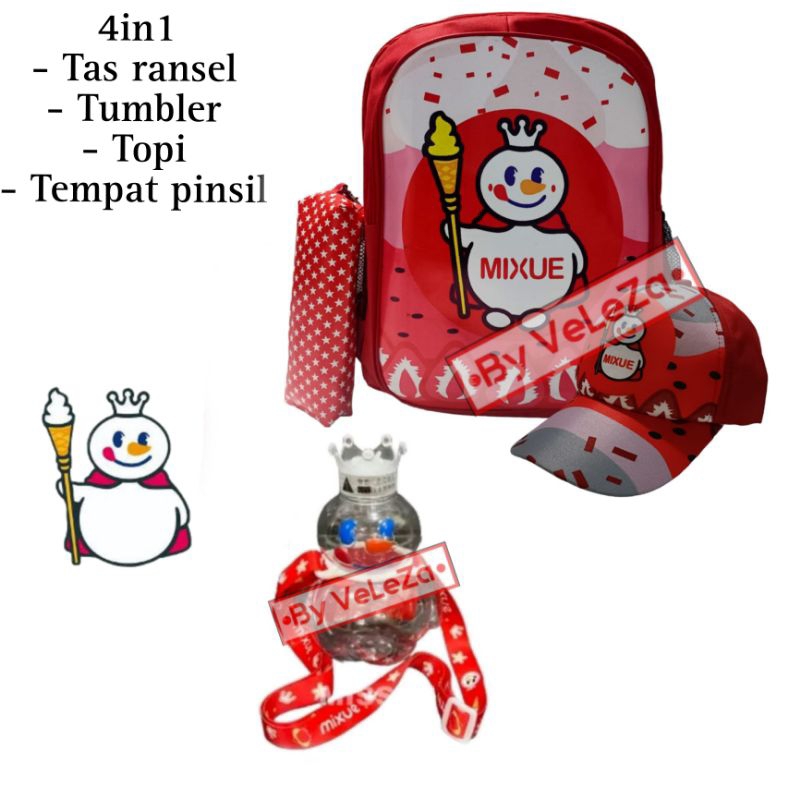 Tas ransel anak karakter ice cream mixuee led gambar timbul - tas anak