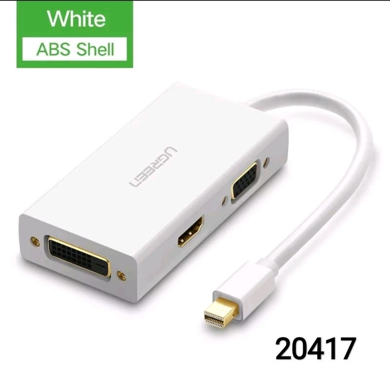 UGREEN 20421 Mini DisplayPort Thunderbolt 2 Compatible to HDMI VGA DVI - Ugreen 3 in 1 Adapter 4K Video Converter Original