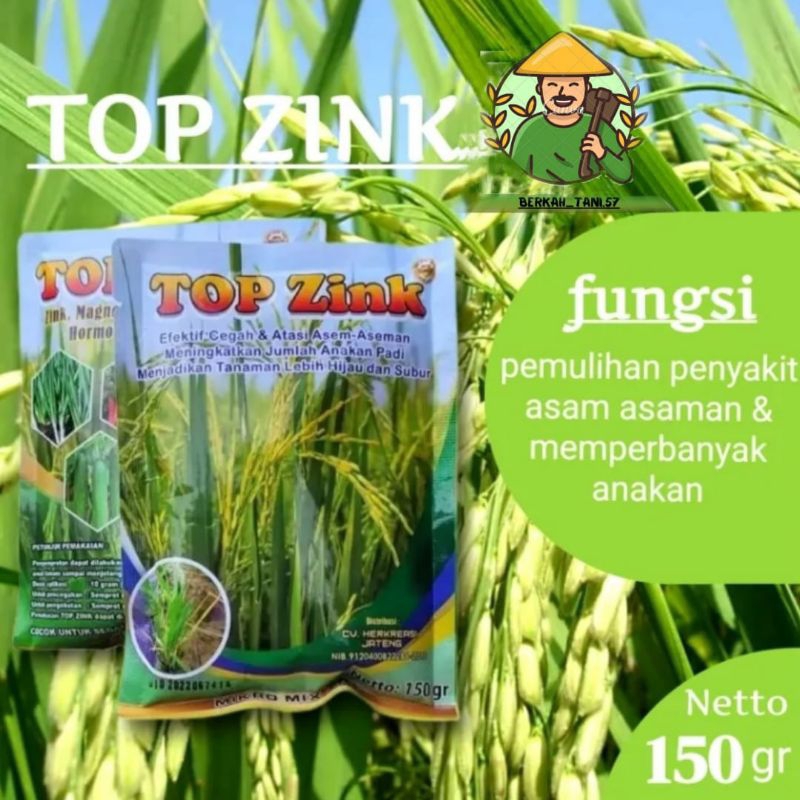 Pupuk TOP ZINK 150gram - Perbanyak Anakan Padi & Mengobati Asem Aseman - Penyubur Tanaman Padi