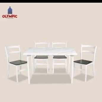 Dining Table meja makan minimalis modern  4 kursi  DTM marble Olympic