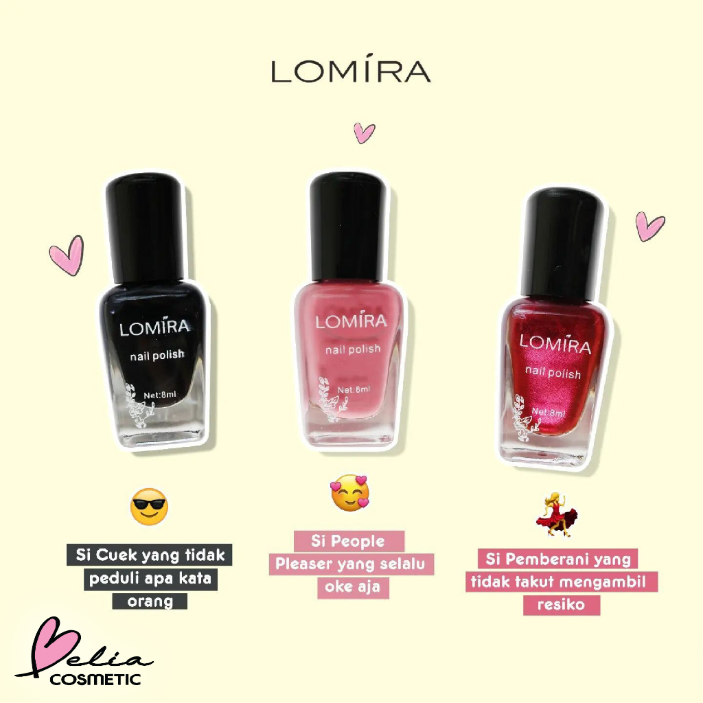 ❤ BELIA ❤ LOMIRA Nail Polish 8 ML K01 - K12 Cat Kuku Kutek | Kutex | Perawatan Kuku | Soft Color