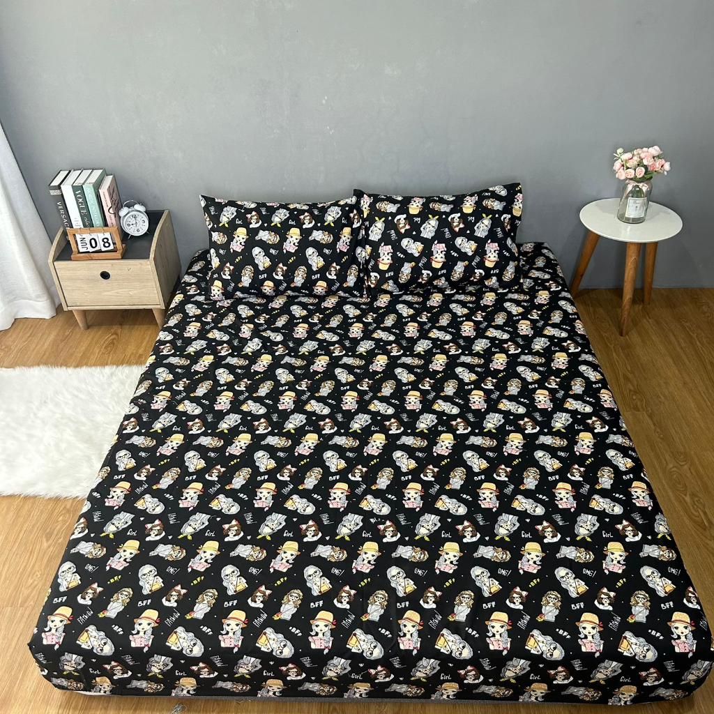 Sprei Homemade Bahan Micro Disperse Premium Motif anak Cat Kucing Tidur Nyenyak 100 120 160 180