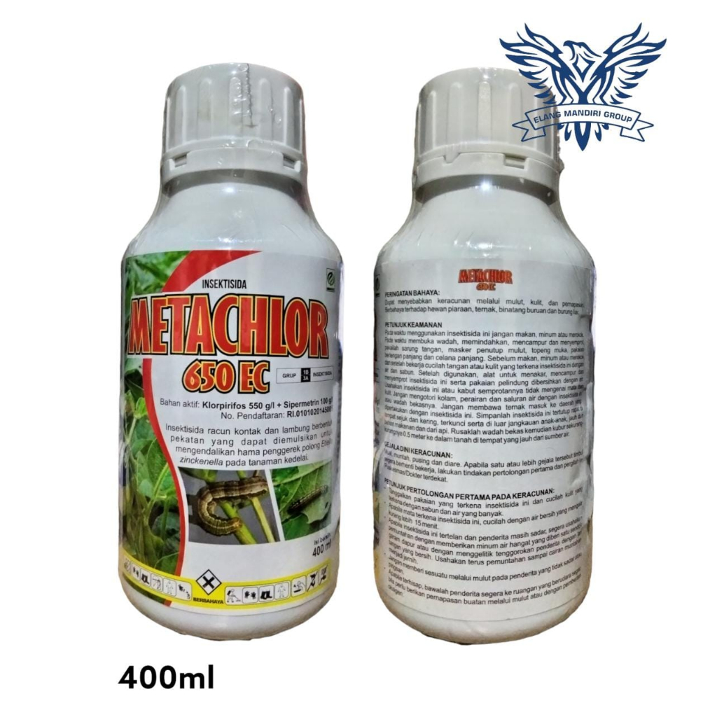 Insektisida METACHLOR 400ml 650 EC Klorpirifos 550 g/l Sipermetrin 100 g/l Pembasmi Hama ulat dan wereng