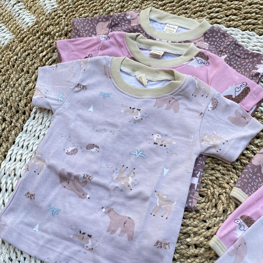 3 PCS baju celana bayi lengan pendek baju bayi premium motif printing DNW BABY