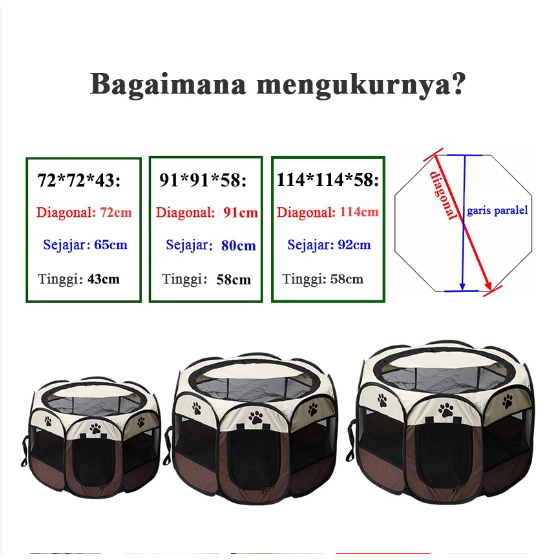 【Yayapet】Pagar Tenda Lipat Portabel dengan 8 Panel untuk Anjing / Kucing Kandang Lipat Hewan Bahan Kain