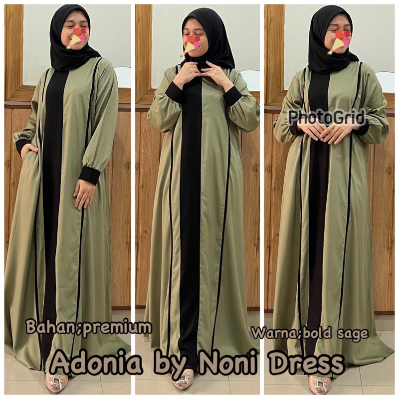 Daster Arab Noni ADONIA Maxi Dress Busui Gamis Rayon Twill Ori