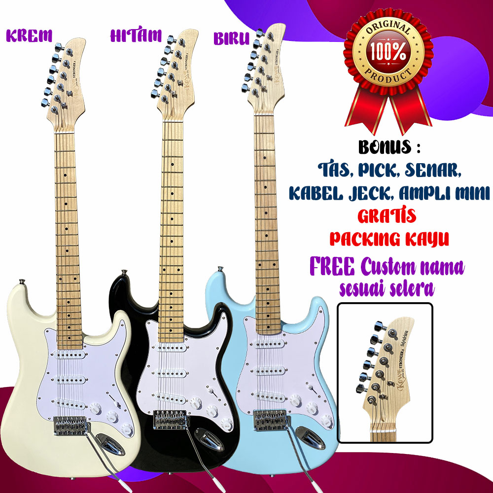 Gitar elektrik STRONGER Merk Kowe Original FREE AMPLI dan FREE Custom Nama