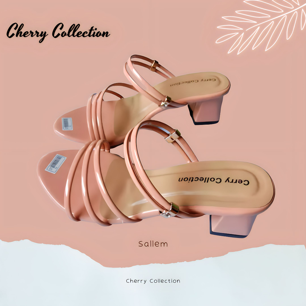 SANDAL HEELS WANITA SLEMPANG BLOCK HEELS 5 CM CHERRY COLLECTION SEPATU WANITA