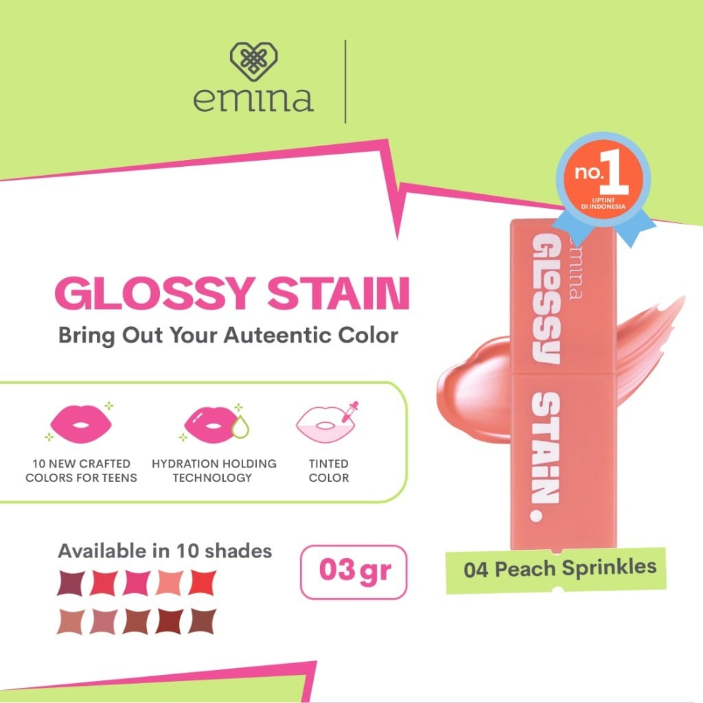 EMINA Glossy Stain Lip Gloss BPOM ORIGINAL / Tahan Lama BY AILIN