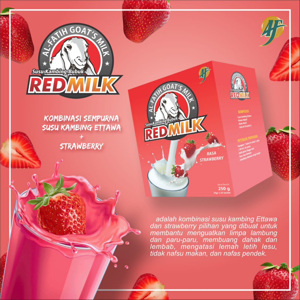 

Susu kambing Red Milk rasa strowberry