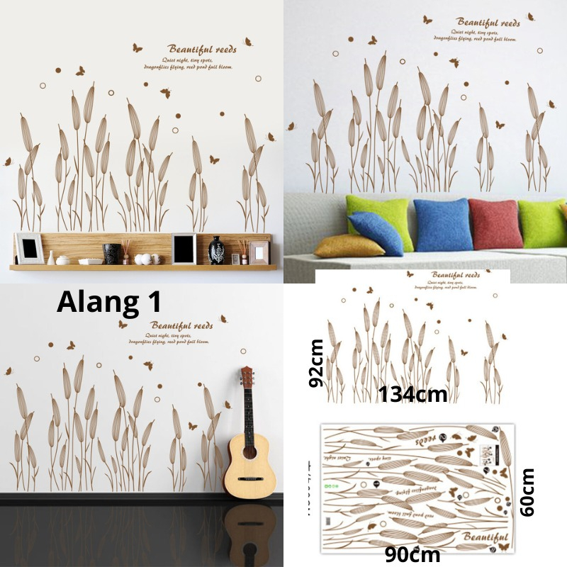 WALL STIKER WALL STICKER STIKER SETIKER HIASAN DINDING MOTIF DAUN RUMPUT PAGAR POHON ALANG ALANG DEKORASI RUMAH RUANG TAMU KELUARGA WALLSTIKER TEMBOK KERAMIK KRAMIK LEMARI DAPUR TEMPELAN PINTU JENDELA KACA DEKOR MINIMALIS  KEKINIAN KADO UNIK @banyak