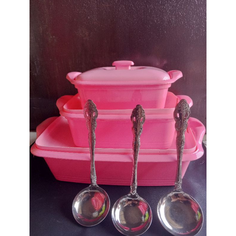 Paket Wadah saji Makanan Prasmanan set Plastik Sendok Sayur