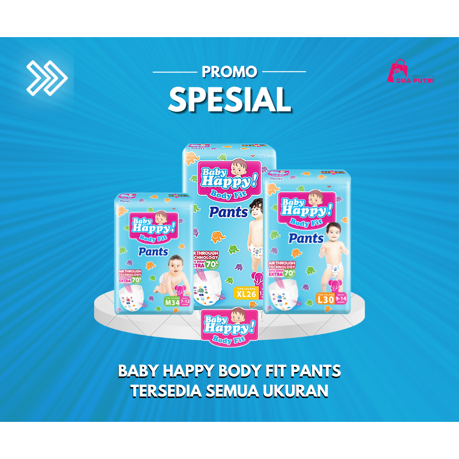 PAMPERS BABY HAPPY PANTS M34,L30,XL26