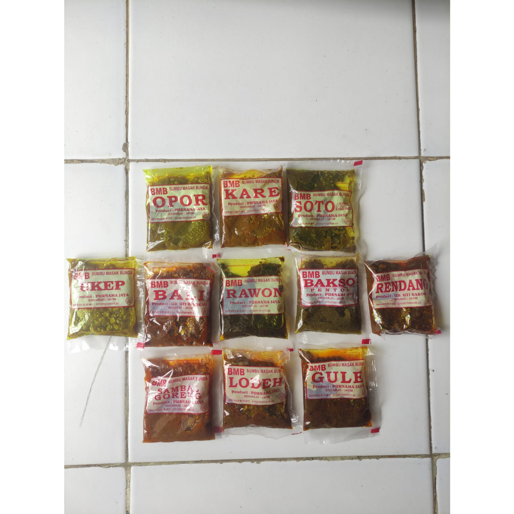 

Bumbu Masak Bunda "BMB" UKEP OPOR KARE SOTO RENDANG RAWON BAKSO LODEH GULE SAMBAL GORENG BUMBU BALI