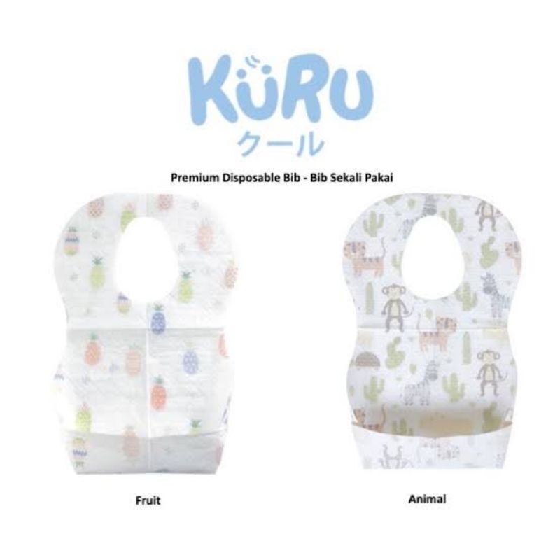 Kuru Baby Premium Disposable Bib - Kuru Celemek Makan Mpasi Bayi 1x Pakai - Tatakan Makan Anak Bayi Traveling Sekali Pakai - Bib Travel Skali Pake