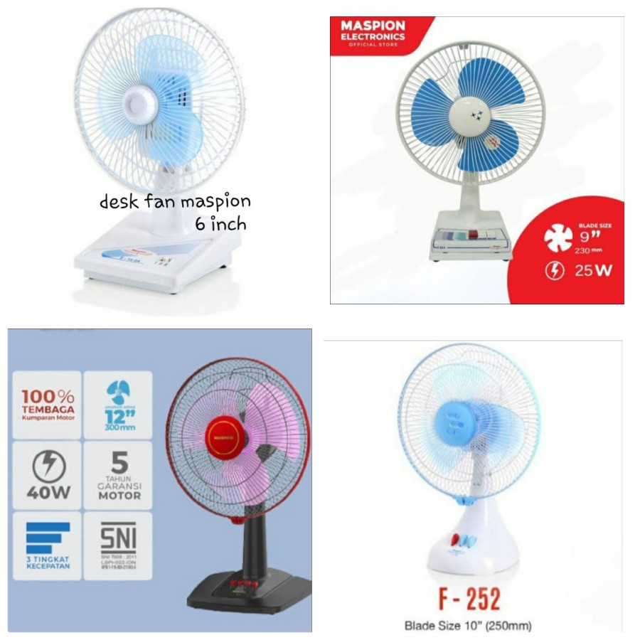 Kipas Angin Meja Duduk MASPION / Desk Fan 12 inch SNI Garansi - 12 inch