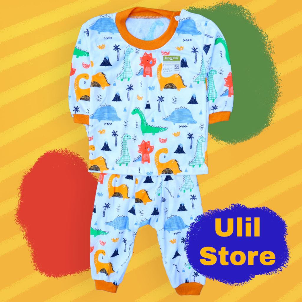 SET SETELAN BAJU BAYI SNI CELANA PANJANG PAMPERS 3-18 BULAN SERUNI BABY DINO
