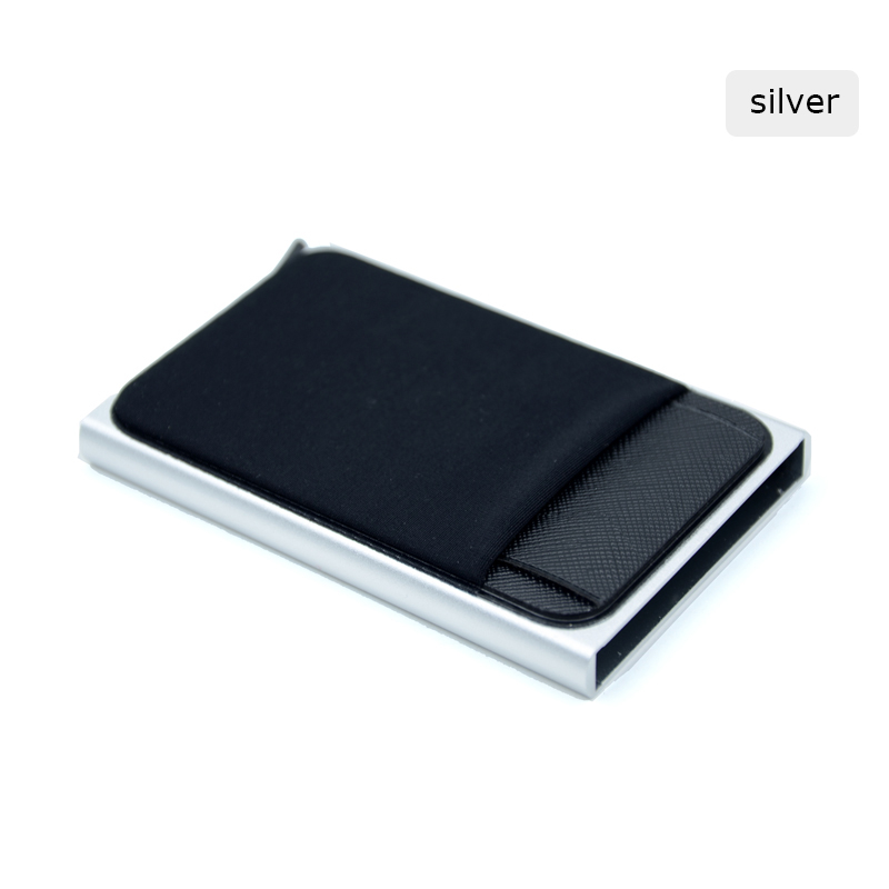 Dompet Kartu Anti RFID Automatic Pop up With Back Pouch - YUE01 - Silver