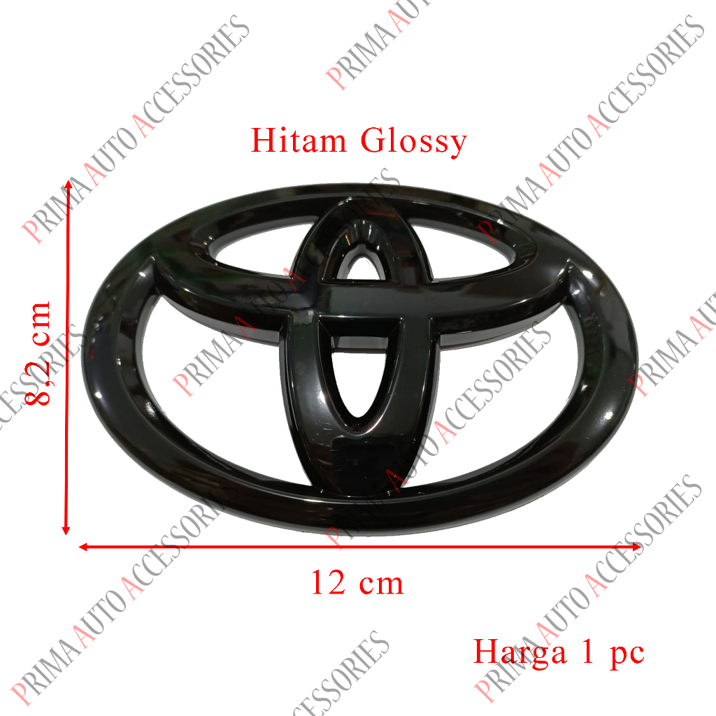 Emblem Mobil Logo TOYOTA Hitam Glossy 12 cm