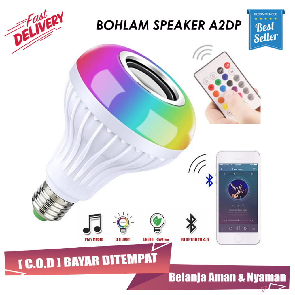 Lampu Bohlam Speaker Bluetooth Lampu Led Wireless Remote