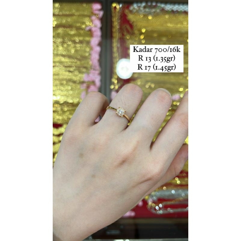 Perhiasan Emas Asli Cincin Emas Asli 700/16k Solitare  Cincin Tunangan Emas Asli Mas Tua