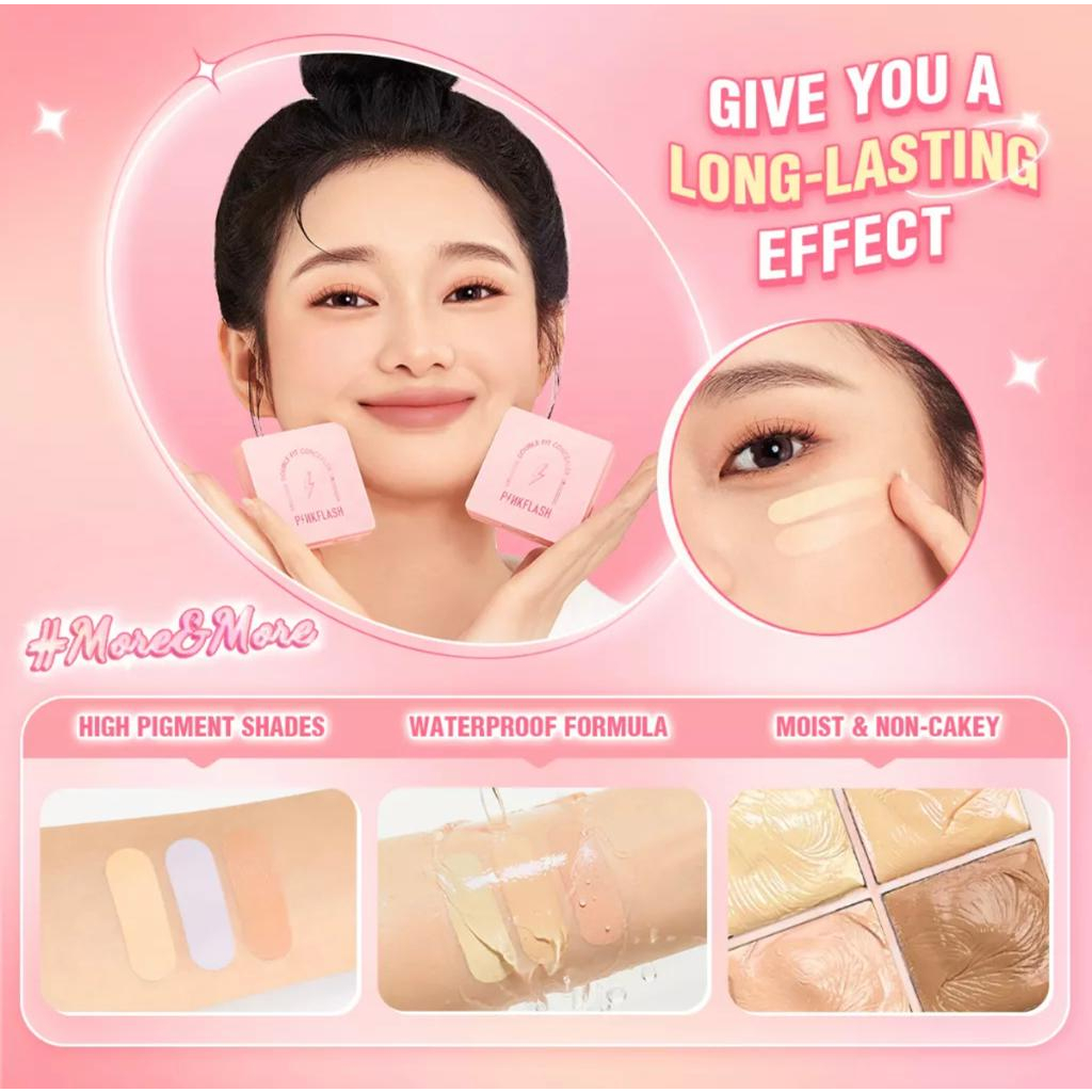 [NEW]PINKFLASH Double Fit Full Coverage Concealer Palette Conceal Brighten Flawless Moisturizing Long-lasting