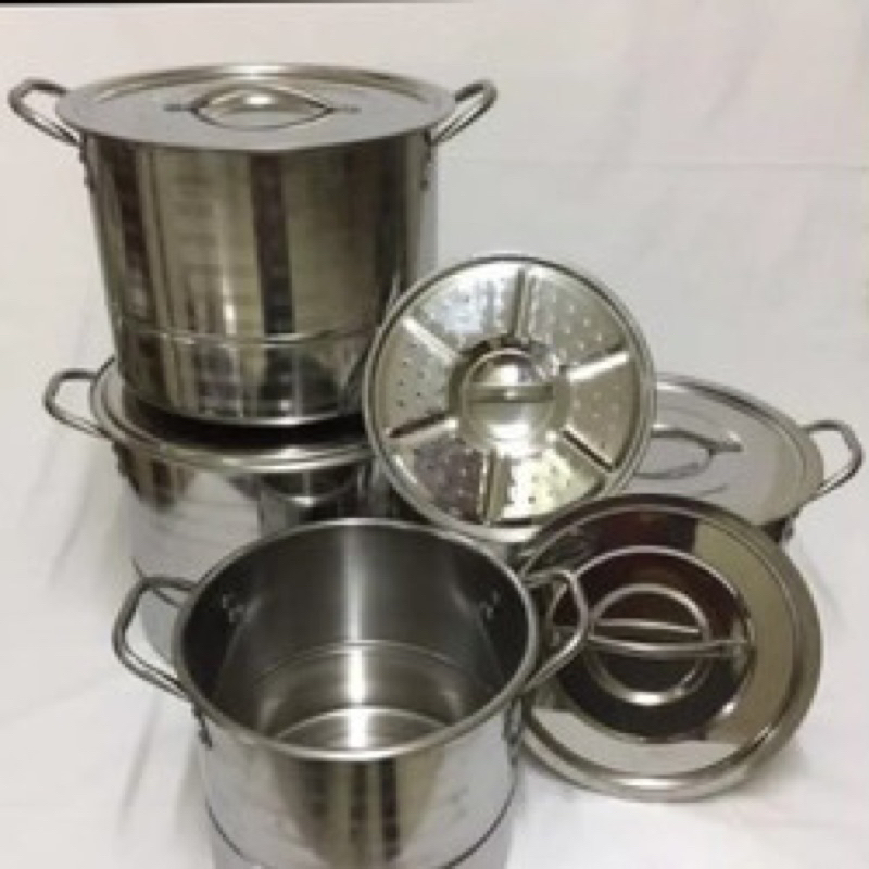 Panci Set Stockpot Steamer Nagako Stainless 4 pcs Euro Style Tutup Kaca