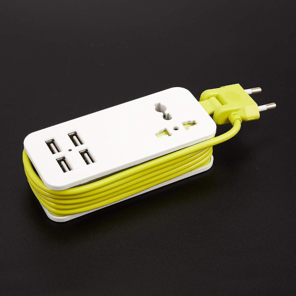 Stop Kontak Colokan Listrik Universal 4 USB Port EU Plug - S40N - White/Green