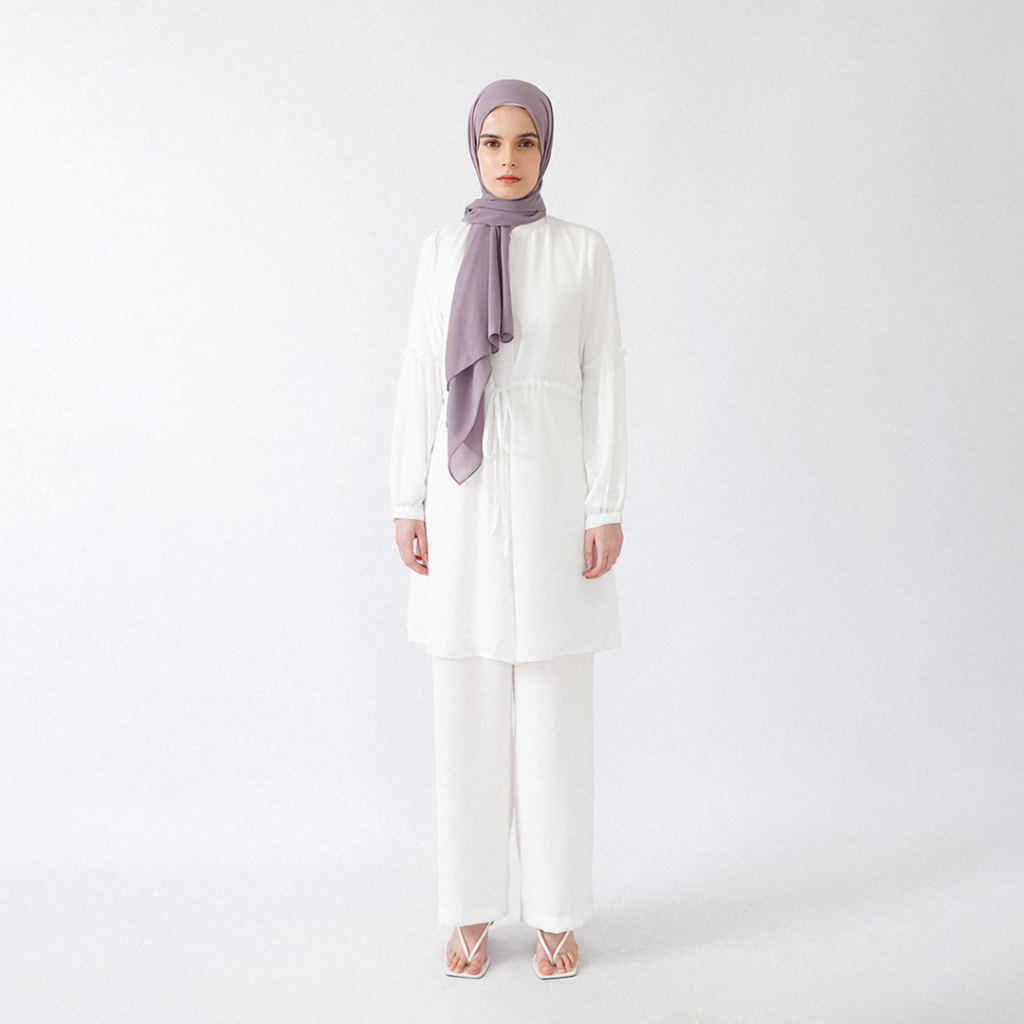 Queensland Tunik Wanita Muslim Lengan Panjang LIN000212Q Putih