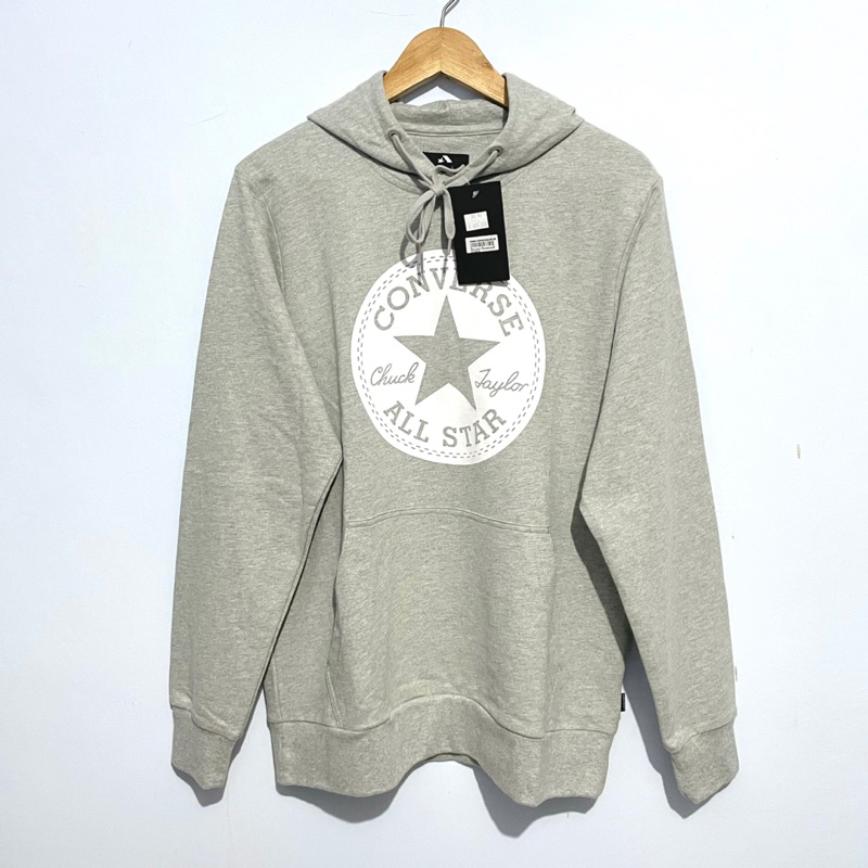 CONVERSE ALL STAR CHEVRON LOGO PULLOVER HOODIE GREY WHITE BLACK ORIGINAL