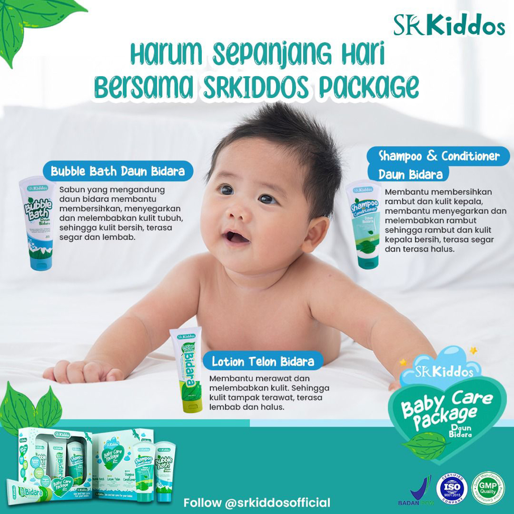 SR12 Kiddos Shampoo dan Kondisioner Daun Bidara / Shampo Bayi Tidak Pedih Dimata / Menghaluskan dan Mempercepat Pertumbuhan Rambut