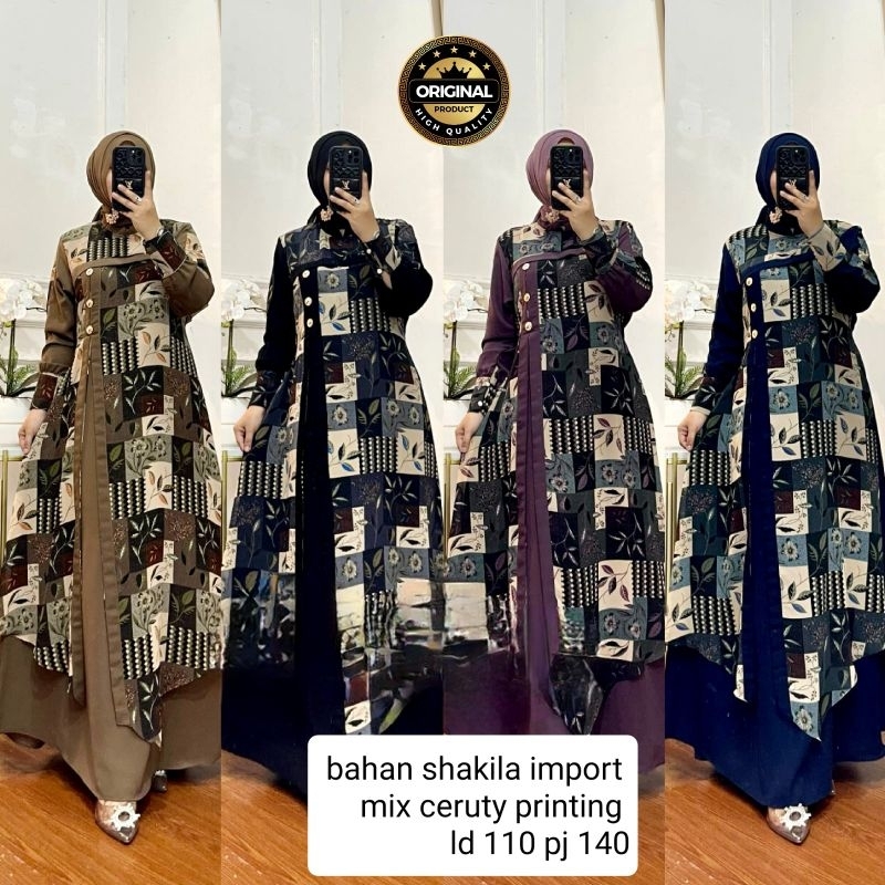 DRESS TANAKA ORI || Shakila mix Ceruty || Bisa Cod